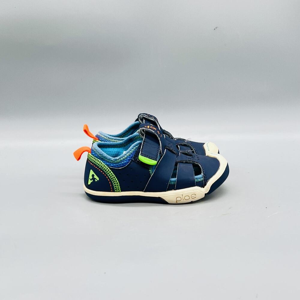 Plae Sandals Kids 8 Blue Sam 2.0 Soft Buc Fisherman Hook & Loop Summer Shoes
